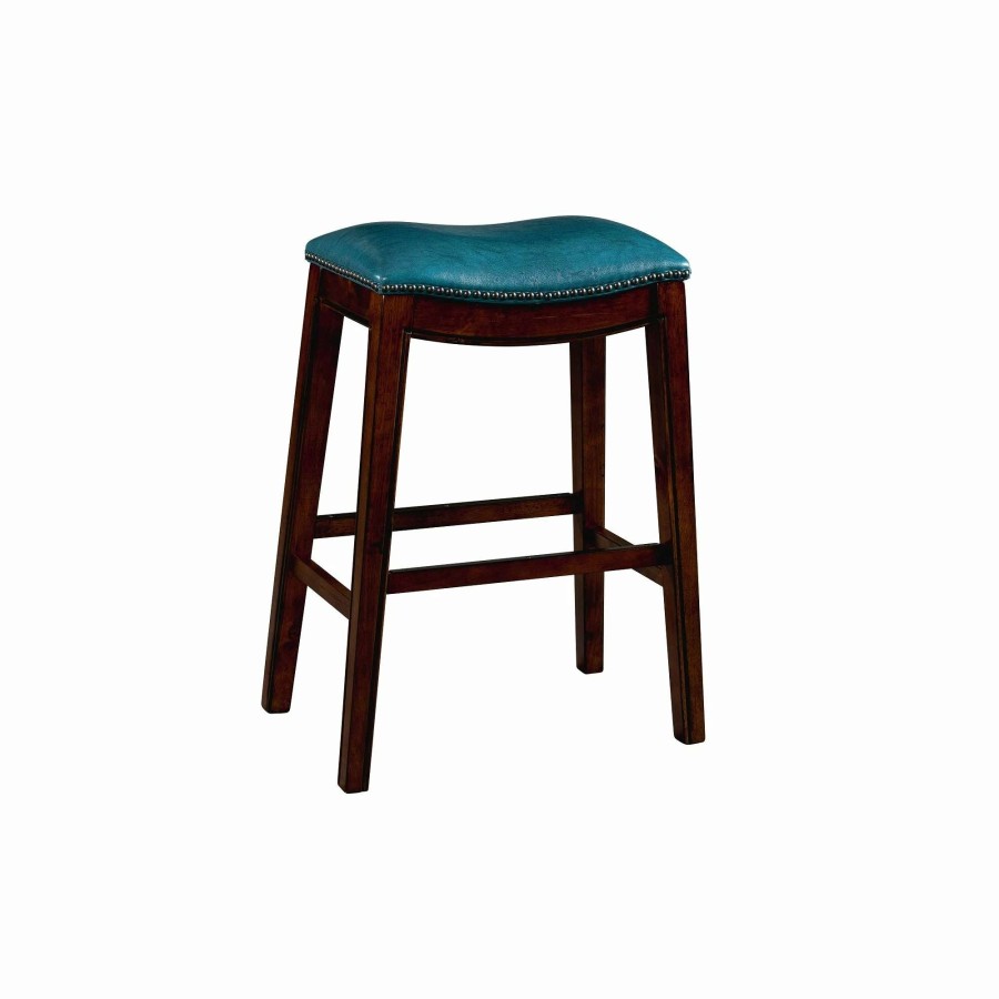 Home Goods * | Hot Sale Gracewood Hollow Parpetsi 30-Inch Rubberwood Backless Bar Stool With Upholstered Seat Blue