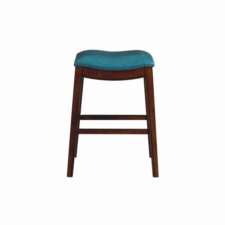 Home Goods * | Hot Sale Gracewood Hollow Parpetsi 30-Inch Rubberwood Backless Bar Stool With Upholstered Seat Blue