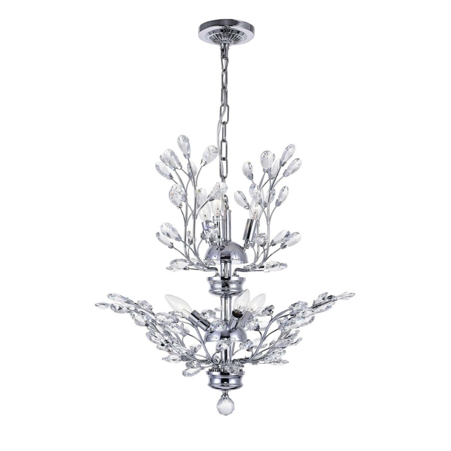 Lighting & Ceiling Fans * | Cheapest Gracewood Hollow Tsogo 6-Light Chrome/ Crystal Chandelier