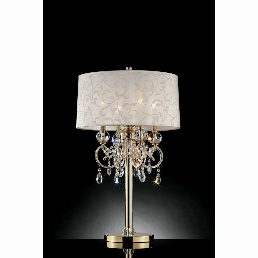 Lighting & Ceiling Fans * | Wholesale Gracewood Hollow Selimovic Glam Goldtone Table Lamp