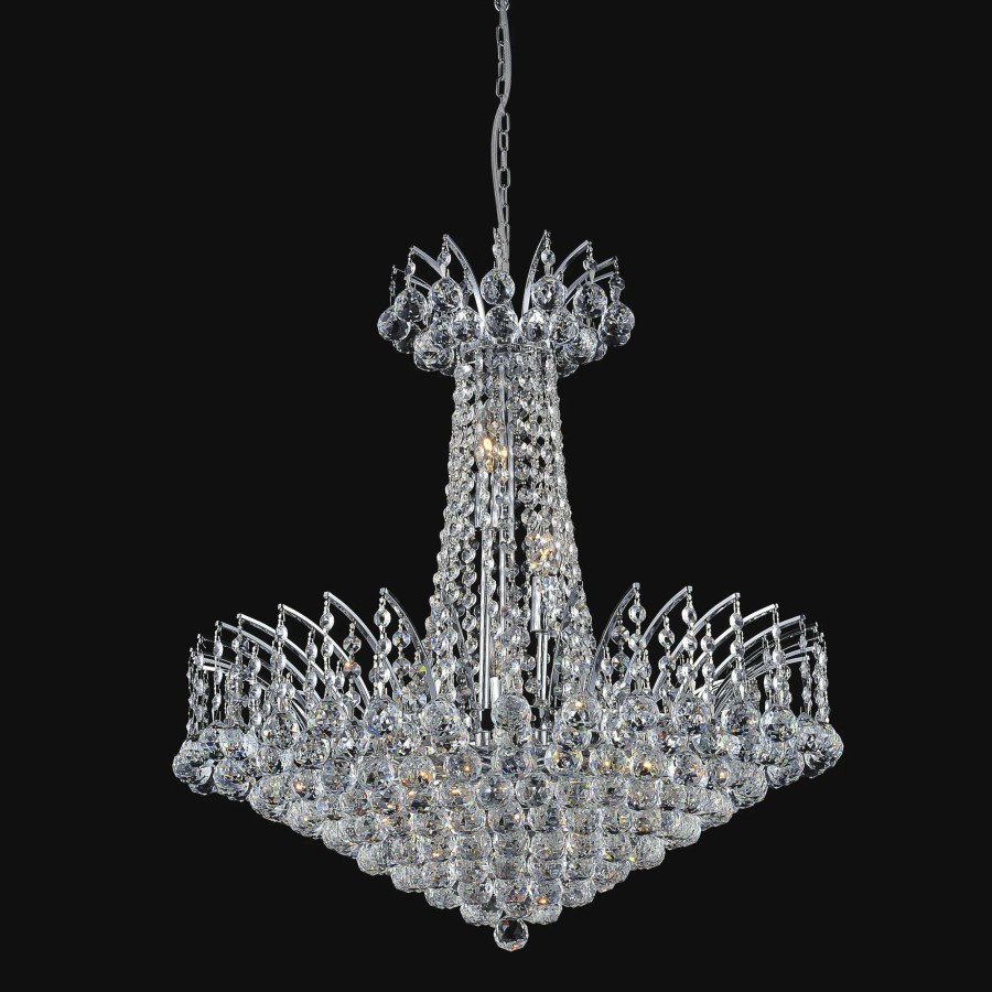 Lighting & Ceiling Fans * | Brand New Gracewood Hollow Belinga 22-Light Crystal Chandelier With Chrome Finish