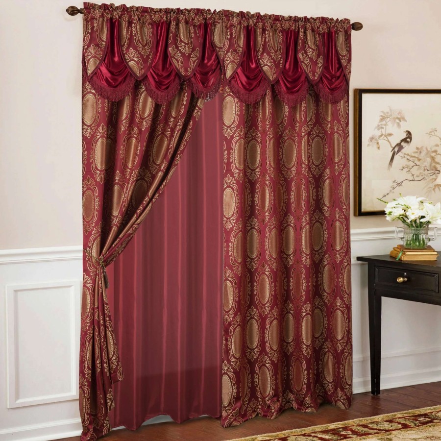 Home Goods * | Hot Sale Gracewood Hollow Mabanckou Textured Jacquard Single Rod Pocket Curtain Panel W/ Attached Valance (54 X 84) 54 X 84 In.