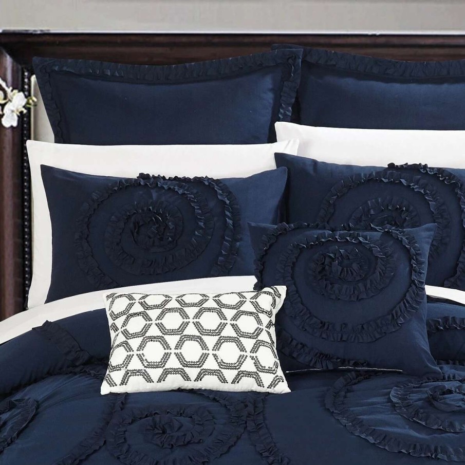 Bedding * | Outlet Gracewood Hollow Harper 7-Piece Navy Comforter Set