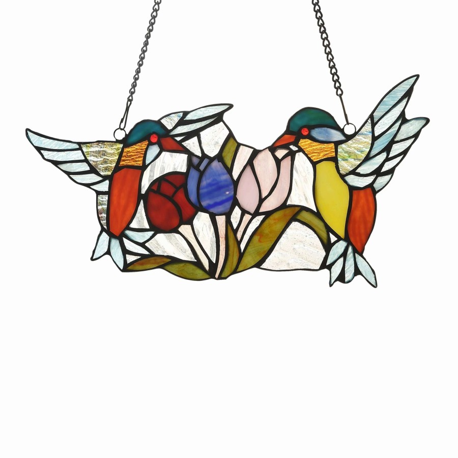 Home Goods * | Top 10 Gracewood Hollow Deffalah 75-Piece Stained Glass Birds/Flowers Window Suncatcher