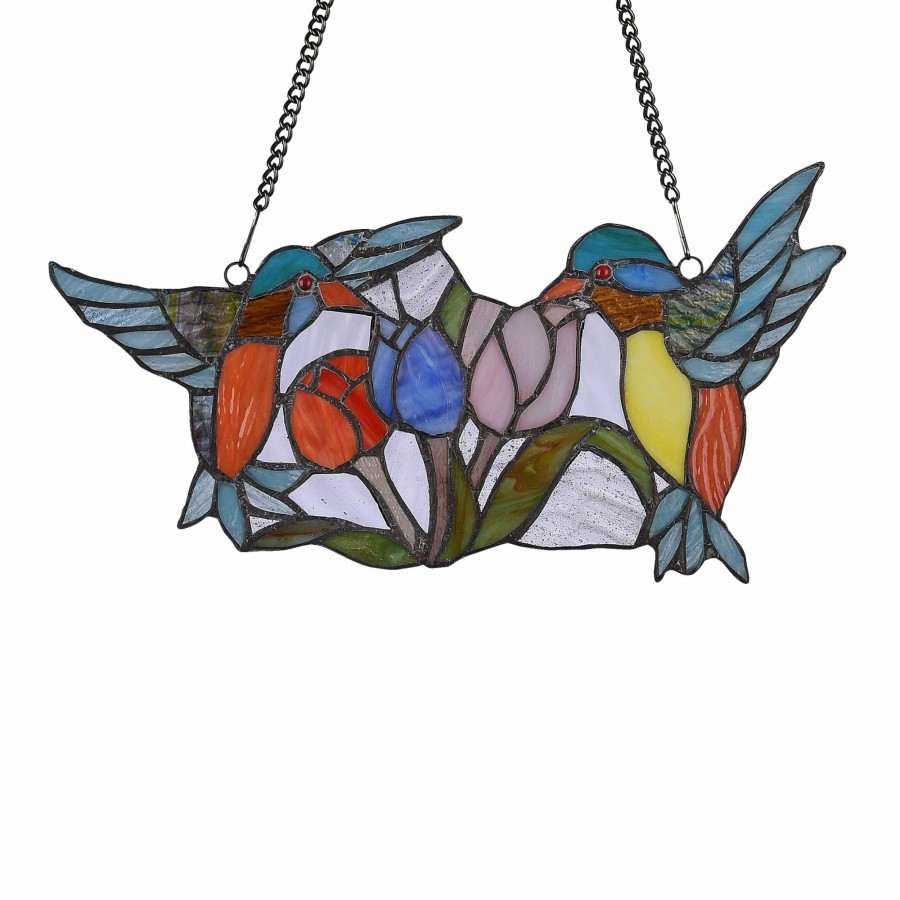 Home Goods * | Top 10 Gracewood Hollow Deffalah 75-Piece Stained Glass Birds/Flowers Window Suncatcher