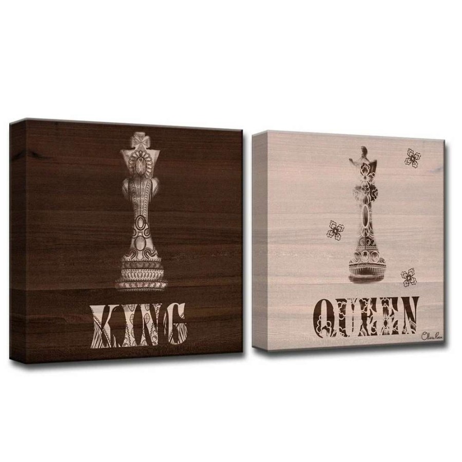 Home Goods * | Wholesale Gracewood Hollow 'Her King His Queen' By Olivia Rose 2-Piece Canvas Art Set