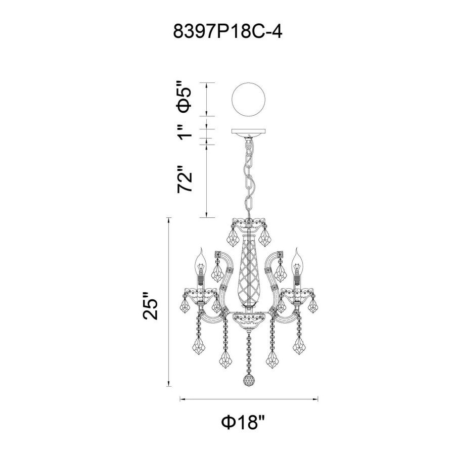 Lighting & Ceiling Fans * | Cheap Gracewood Hollow Ndi 4-Light Chrome Finish/ Glass Chandelier