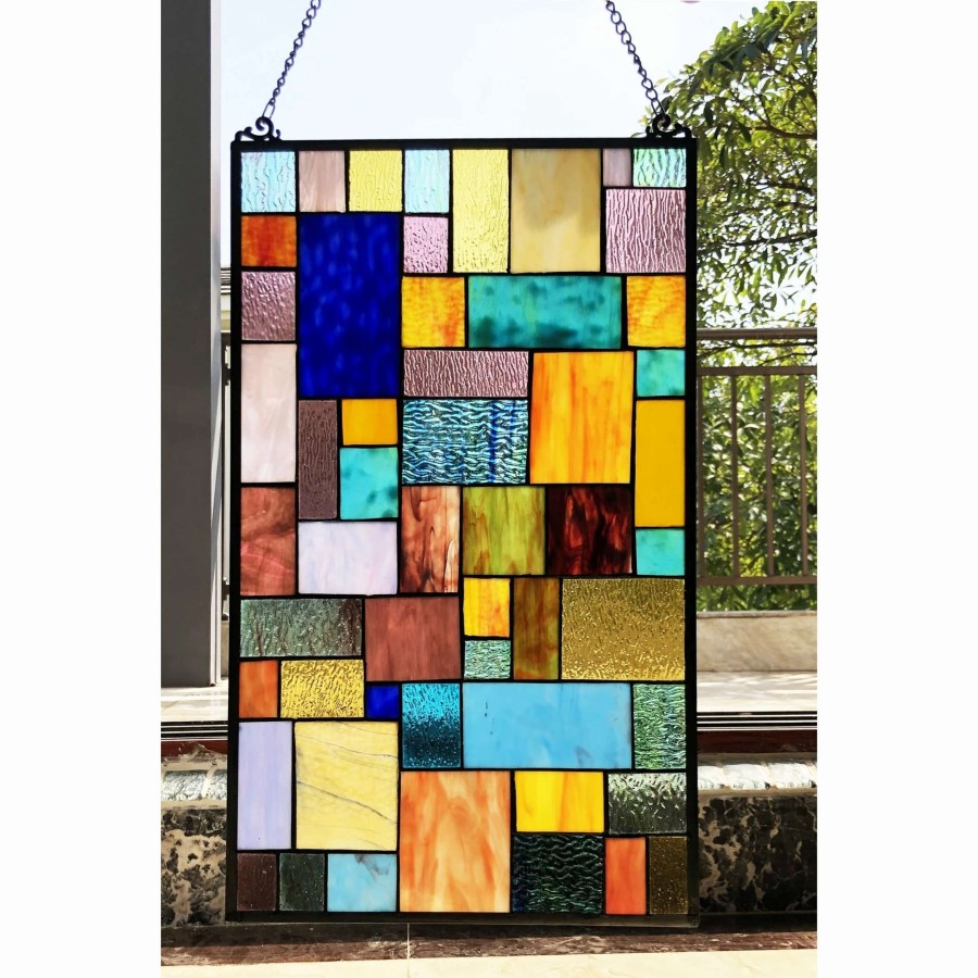 Home Goods * | Cheap Gracewood Hollow Cabico Glass Window Panel/Suncatcher With Geometric Accents