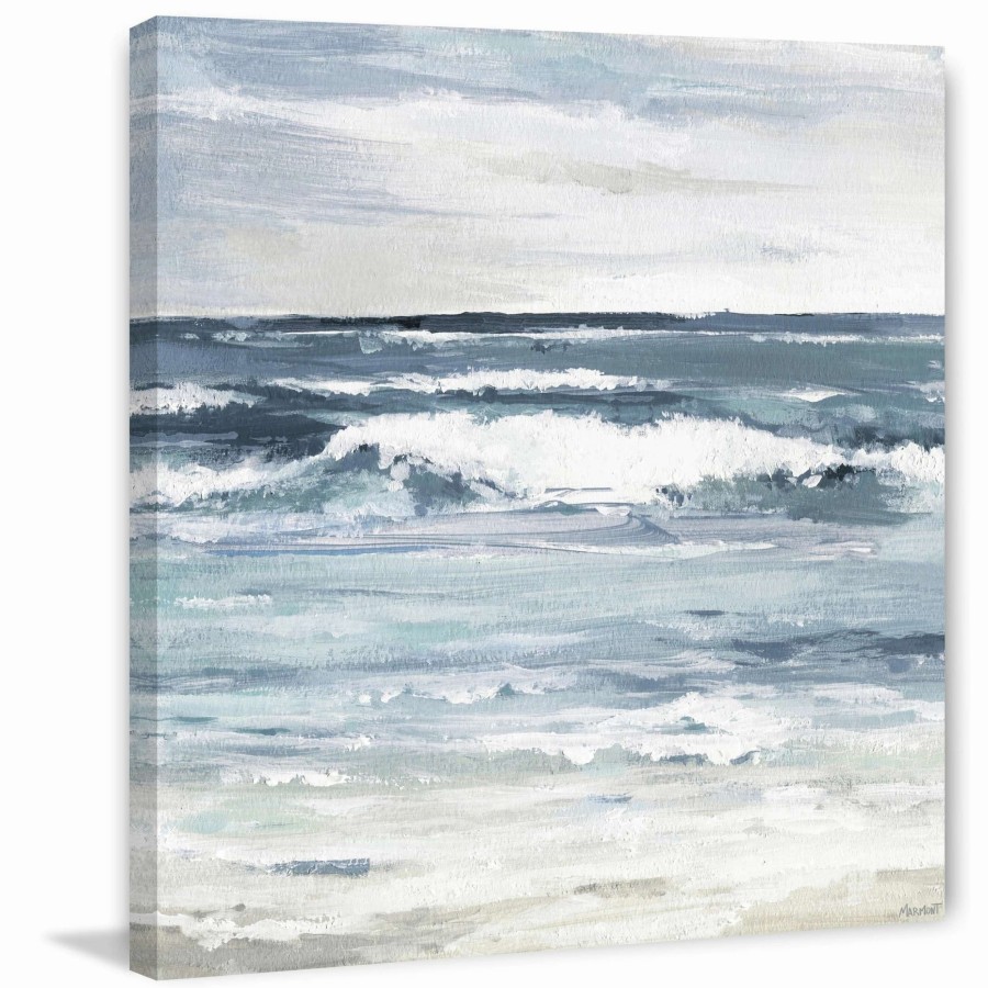 Home Goods * | Best Reviews Of Gracewood Hollow White Waves Splash Painting Print On Wrapped Canvas