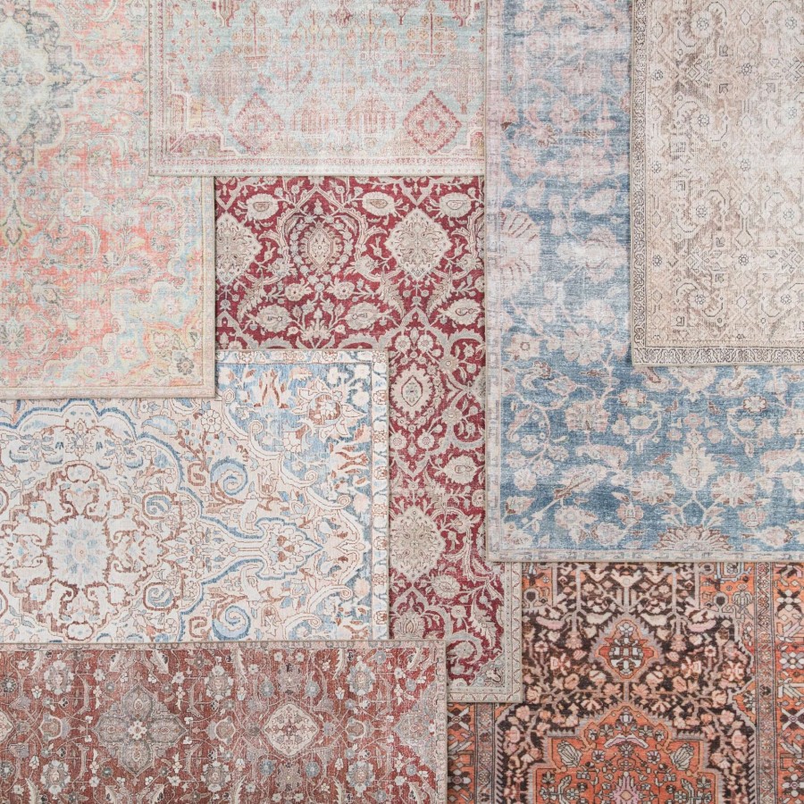 Home Goods * | Outlet Gracewood Hollow Carty Indoor/Outdoor Oriental Blue And Light Pink Area Rug