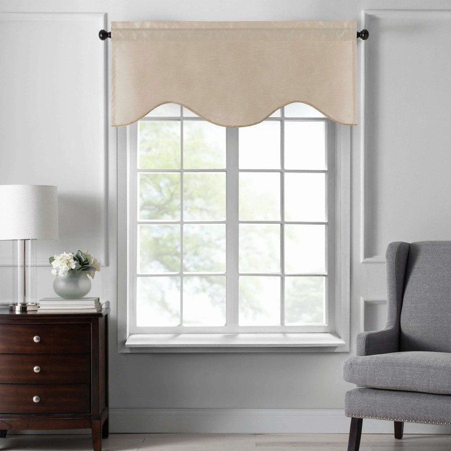 Home Goods * | Hot Sale Gracewood Hollow Foster Faux Silk Scalloped Window Valance 50 X21