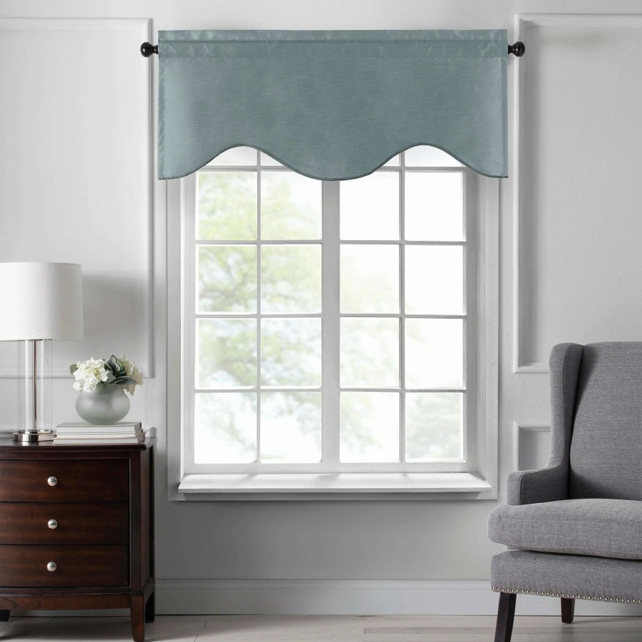 Home Goods * | Hot Sale Gracewood Hollow Foster Faux Silk Scalloped Window Valance 50 X21