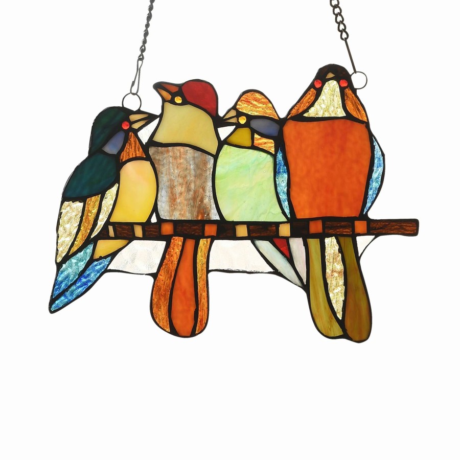 Home Goods * | Brand New Gracewood Hollow Deffalah 66-Piece Stained Glass Birds Window Suncatcher