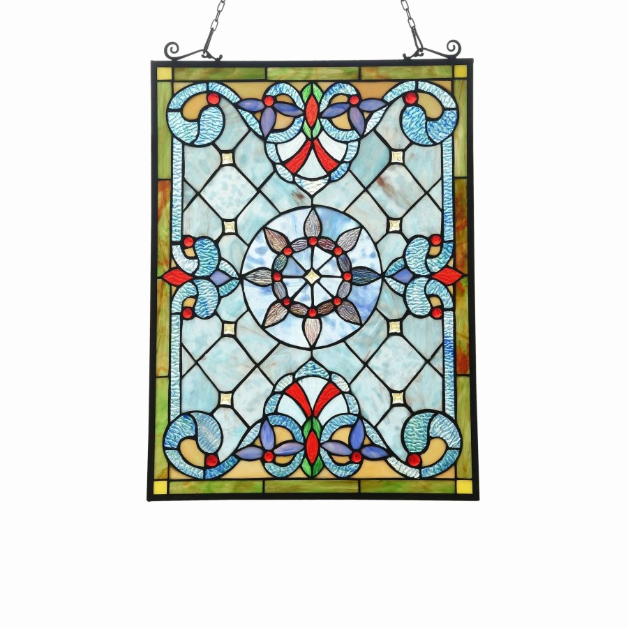 Home Goods * | Discount Gracewood Hollow Abo Victorian Geometric Stained Glass Window Panel Suncatcher