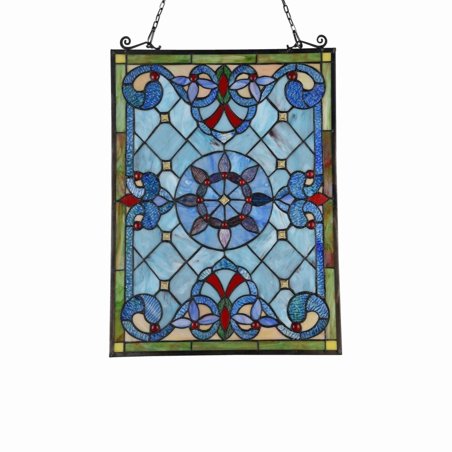 Home Goods * | Discount Gracewood Hollow Abo Victorian Geometric Stained Glass Window Panel Suncatcher