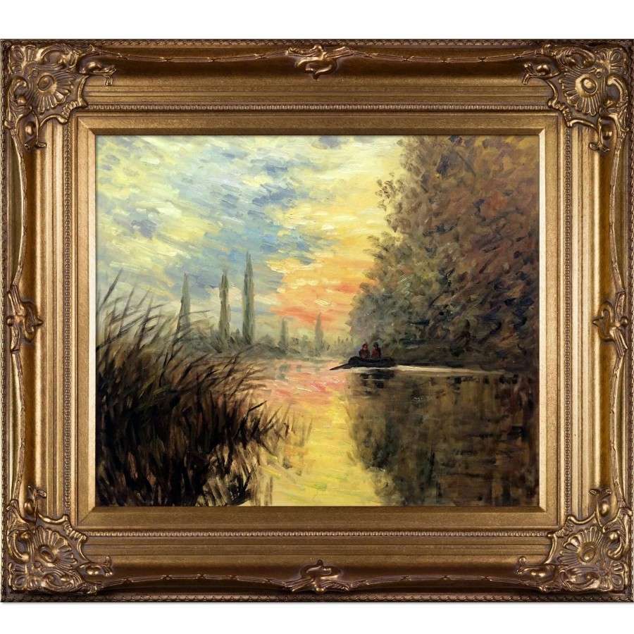 Home Goods * | Cheap Gracewood Hollow 'Evening At Argentuil' Oil Painting Wall Art With Bronze Frame