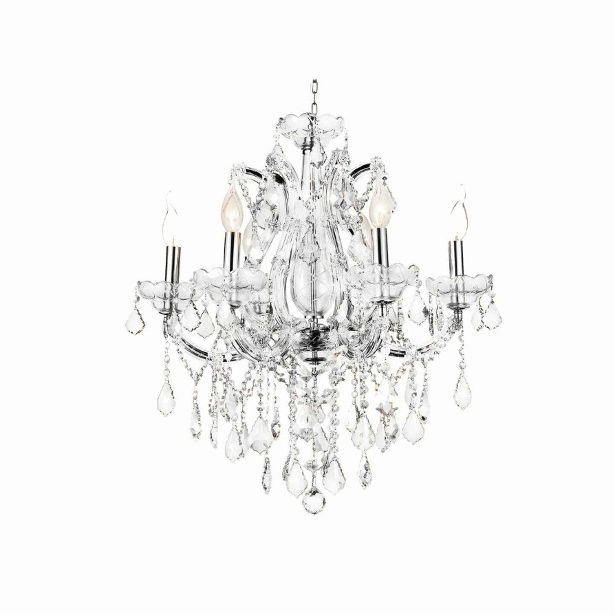 Lighting & Ceiling Fans * | Best Reviews Of Gracewood Hollow Barbosa 6-Light Chrome Crystal Chandelier