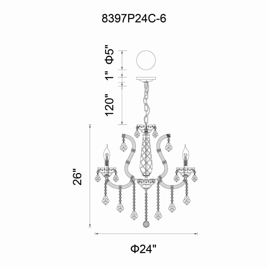 Lighting & Ceiling Fans * | Best Reviews Of Gracewood Hollow Barbosa 6-Light Chrome Crystal Chandelier