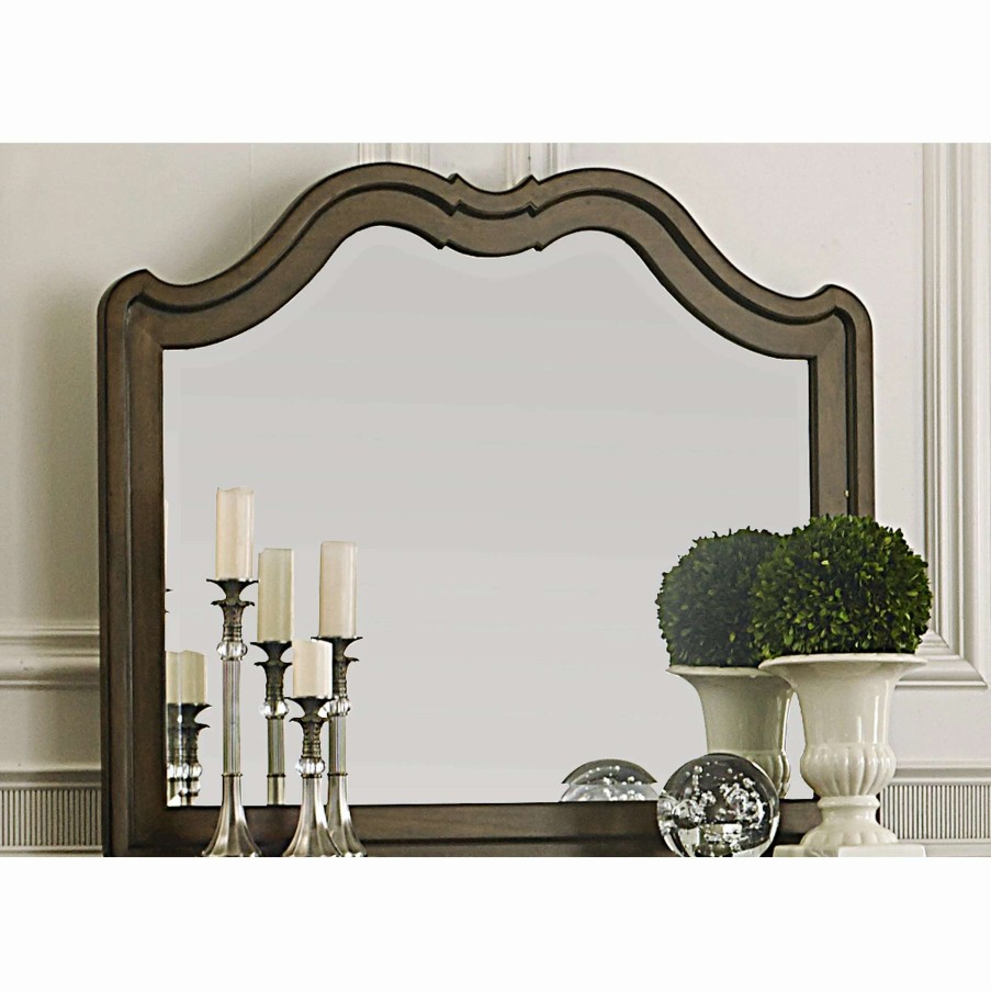 Home Goods * | Best Deal Gracewood Hollow Chimsoro Scalloped Shaped Mirror Cherry