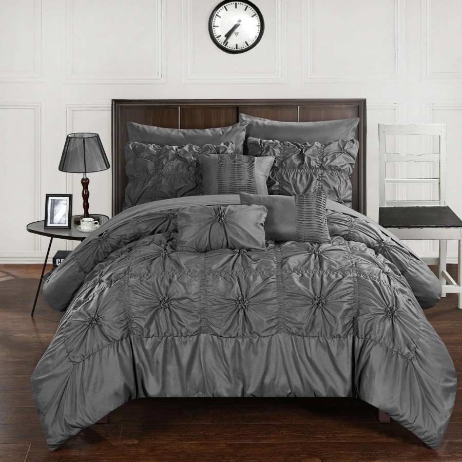 Bedding * | Best Reviews Of Gracewood Hollow Redshirt Charcoal 10-Piece Bed In A Bag Comforter Set