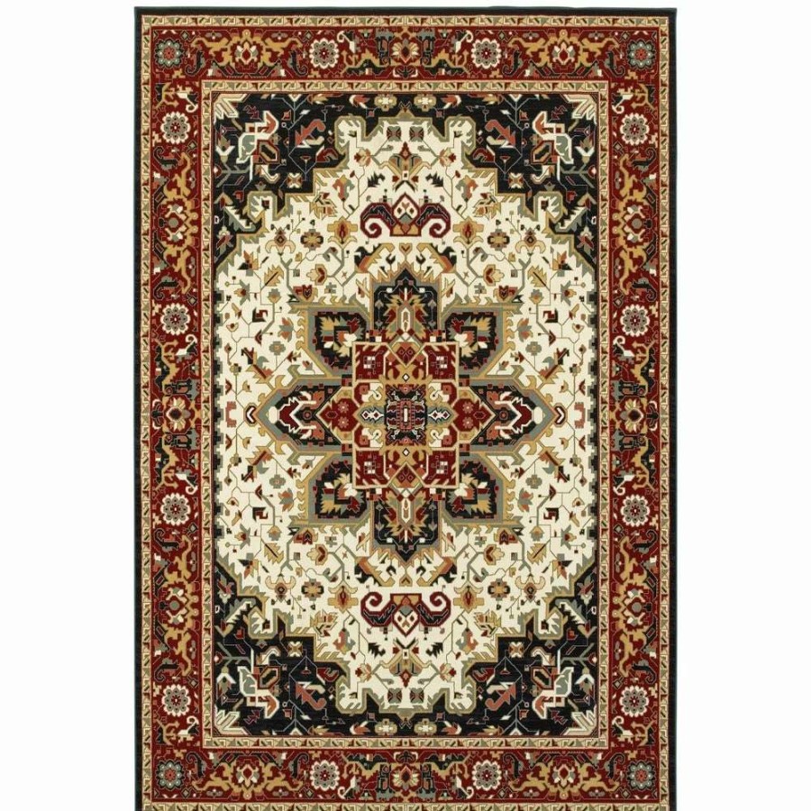 Home Goods * | Hot Sale Gracewood Hollow Adair Medallion Area Rug Red/Cream