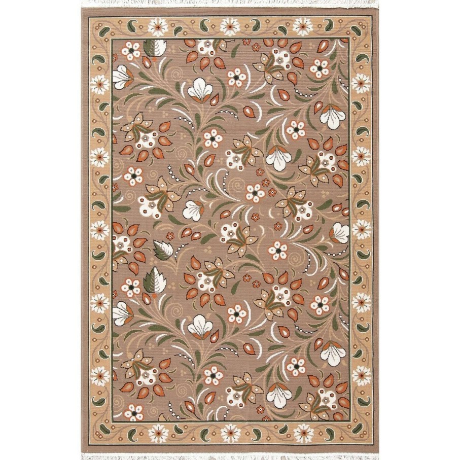 Home Goods * | Deals Gracewood Hollow Vidart Jute Blend Floral Turkish Area Rug 7'5 X 4'11"