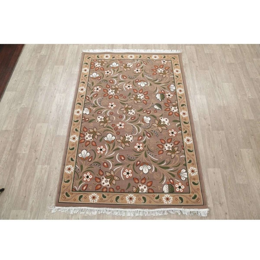 Home Goods * | Deals Gracewood Hollow Vidart Jute Blend Floral Turkish Area Rug 7'5 X 4'11"