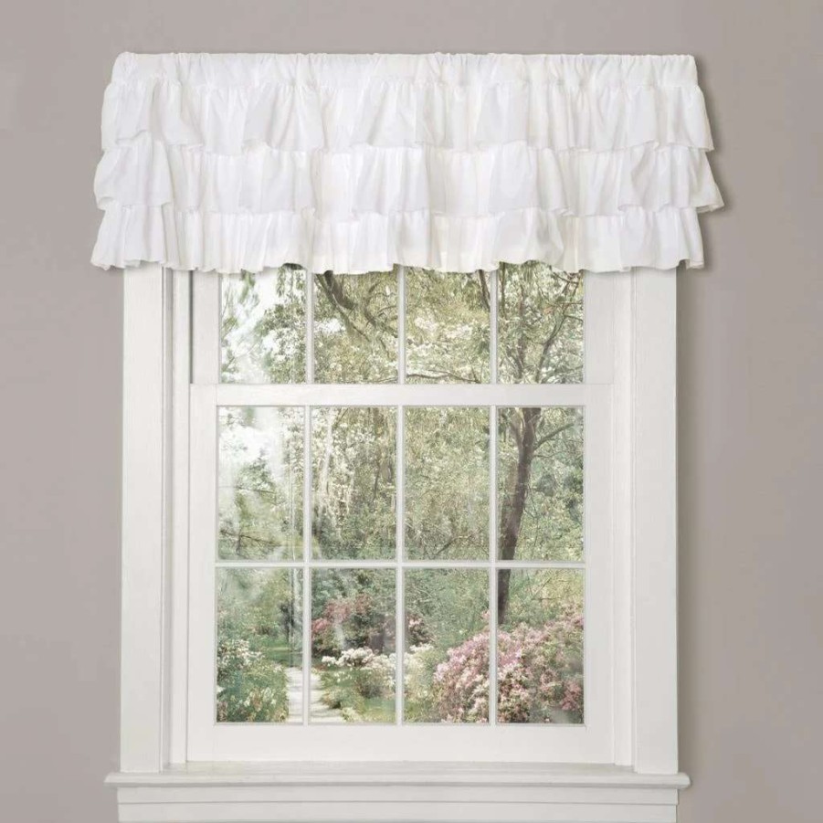 Home Goods * | Cheapest Gracewood Hollow Quist White Ruffled Valance 84 18