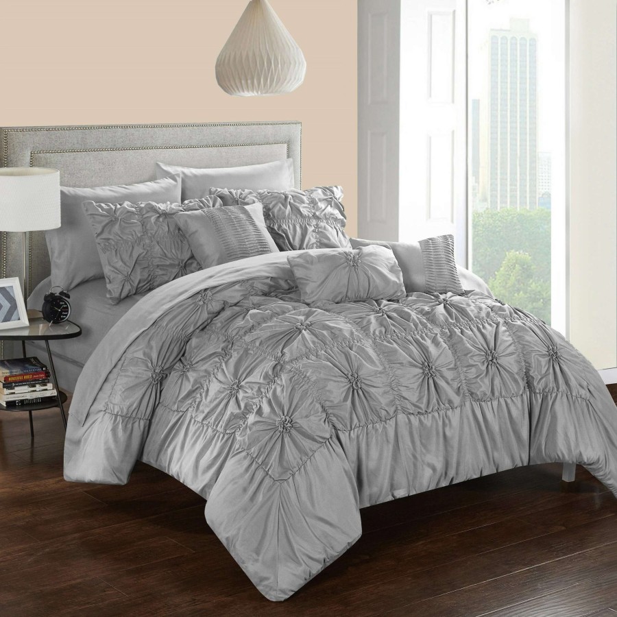 Bedding * | Brand New Gracewood Hollow Redshirt Grey 10-Piece Bed In A Bag Comforter Set