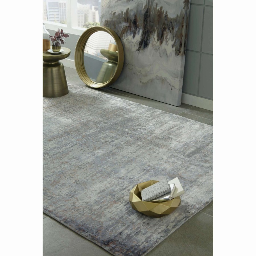 Home Goods * | Hot Sale Gracewood Hollow Belvore Ombre Silver Handmade Rug