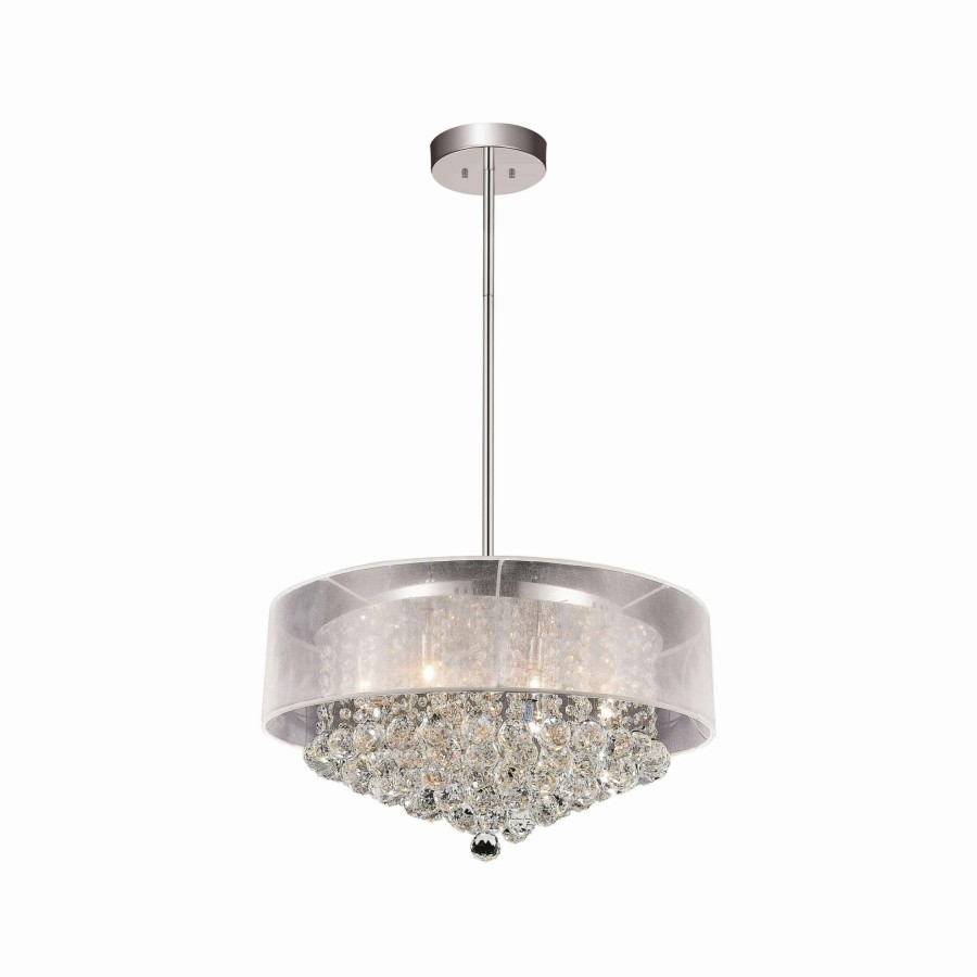 Lighting & Ceiling Fans * | Cheapest Gracewood Hollow Mare 12-Light Drum Crystal Chandelier With Chrome Finish