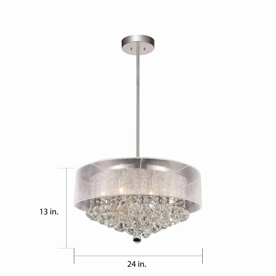 Lighting & Ceiling Fans * | Cheapest Gracewood Hollow Mare 12-Light Drum Crystal Chandelier With Chrome Finish