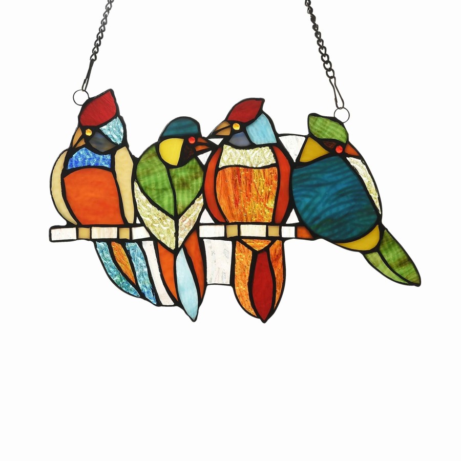 Home Goods * | Cheapest Gracewood Hollow Deffalah 65-Piece Stained Glass Birds Window Suncatcher