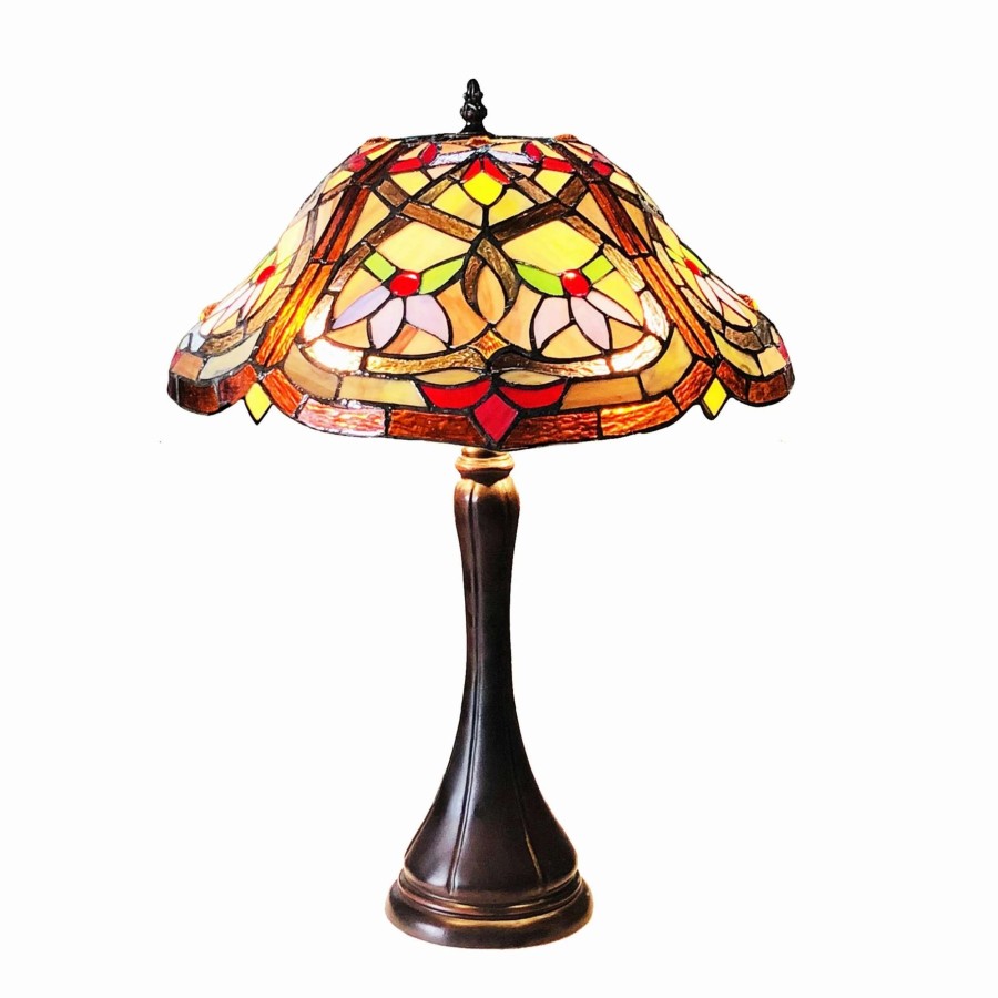 Lighting & Ceiling Fans * | Brand New Gracewood Hollow Choi Tiffany-Style 2-Light Antique Bronze Table Lamp