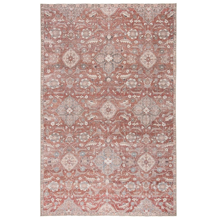 Home Goods * | Coupon Gracewood Hollow Collins Indoor/Outdoor Oriental Red/Grey Area Rug