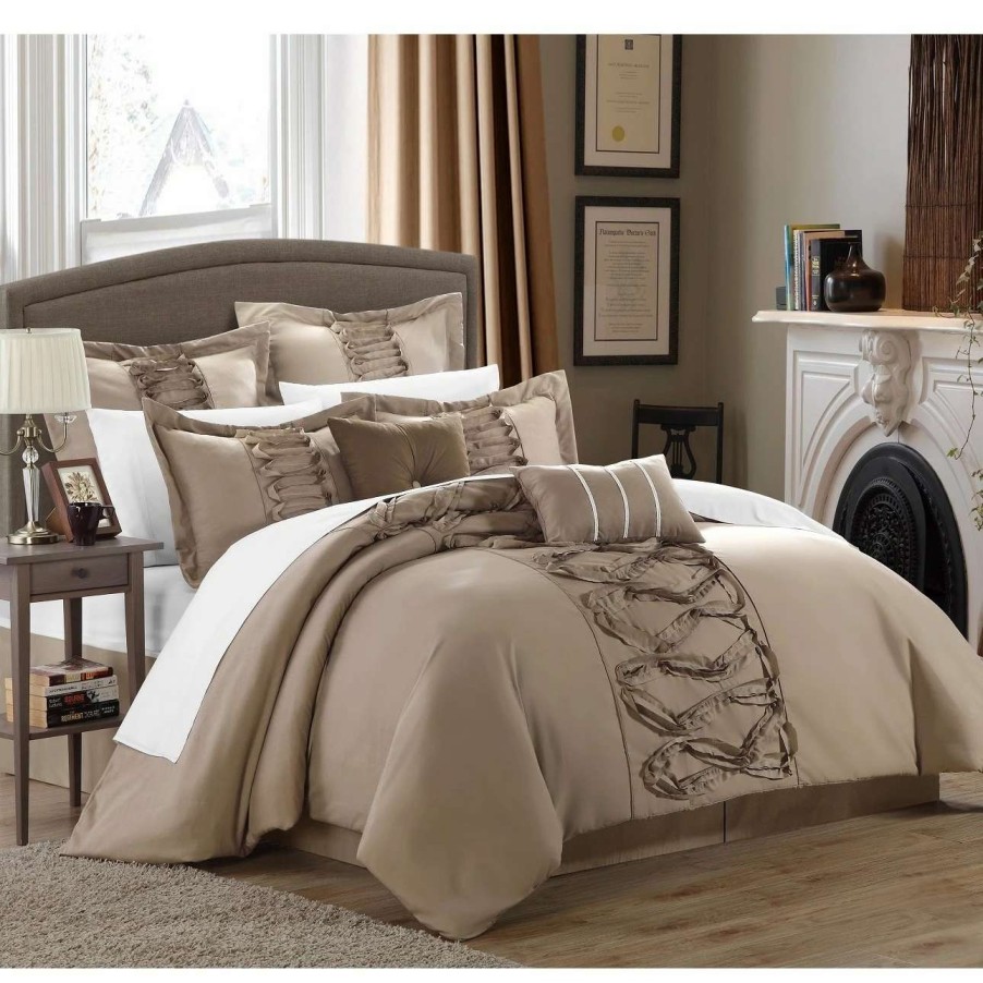 Bedding * | New Gracewood Hollow Khadra Taupe 12-Piece Bed-In-A-Bag And Sheet Set