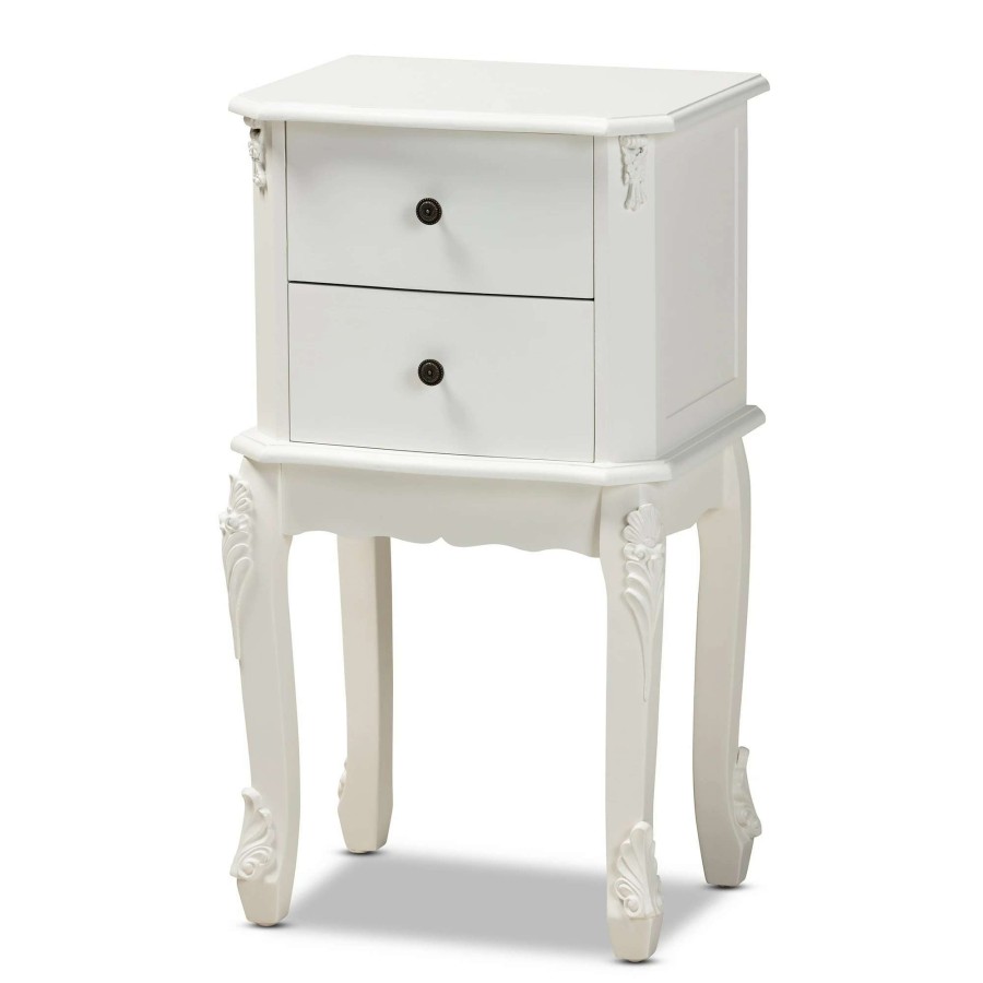 Home Goods * | Brand New Gracewood Hollow Benjam Traditional French 2-Drawer Nightstand With Elegantly Curved Legs