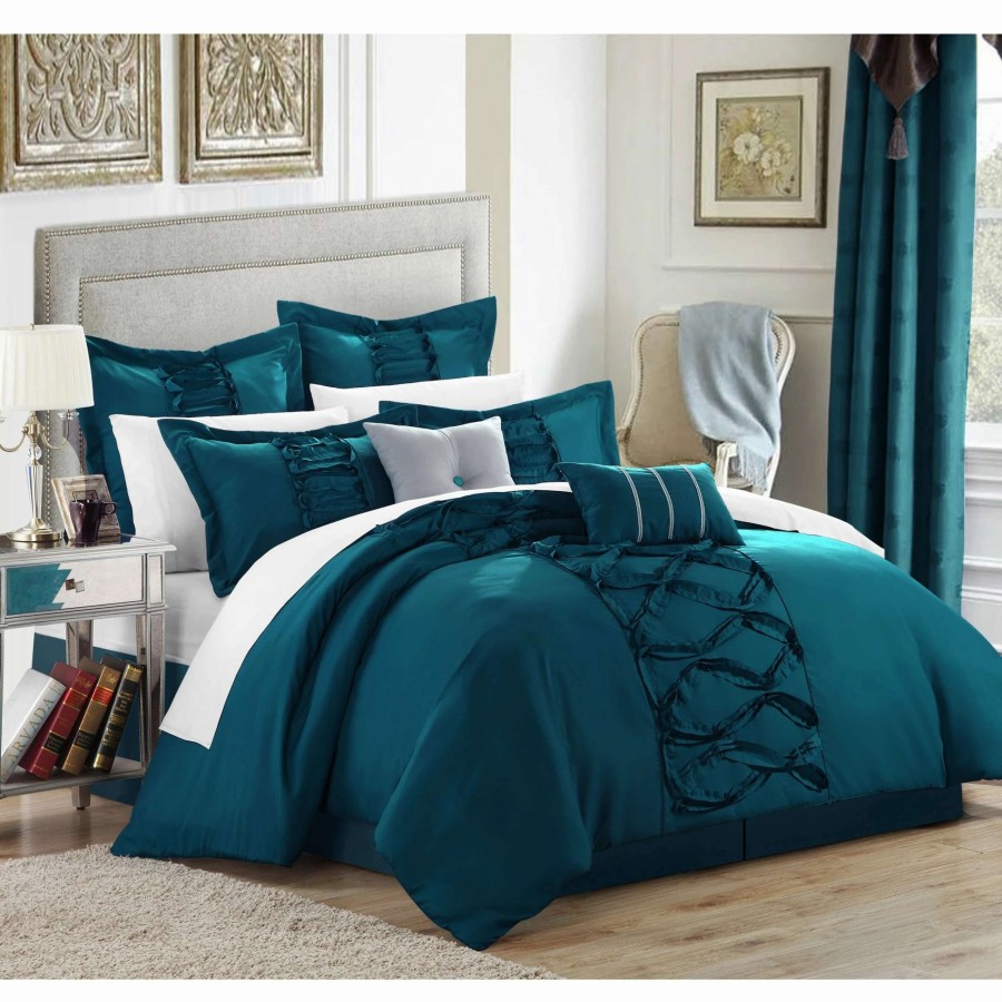 Bedding * | Wholesale Gracewood Hollow Khadra Turquoise 12-Piece Bed In A Bag With Sheet Set