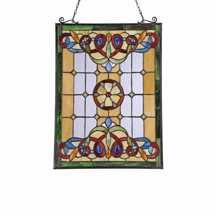 Home Goods * | Best Sale Gracewood Hollow Taboye Victorian Stained Glass Window Panel Suncatcher