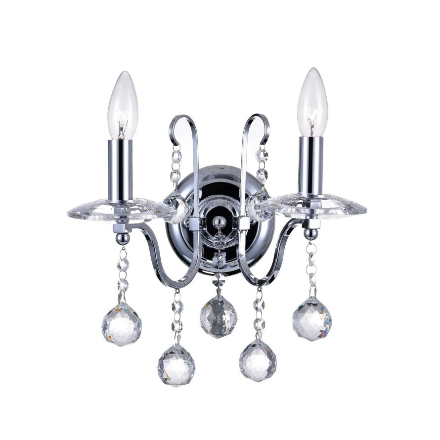 Lighting & Ceiling Fans * | Coupon Gracewood Hollow Beyala 2-Light Wall Sconce With Chrome Finish