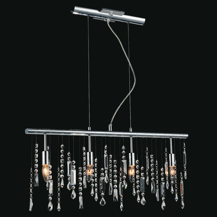 Lighting & Ceiling Fans * | Cheapest Gracewood Hollow Penda 4-Light Linear Crystal Chandelier