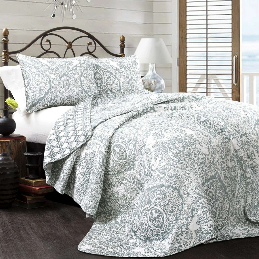 Bedding * | Budget Gracewood Hollow Winchester Damask 3-Piece Quilt Set