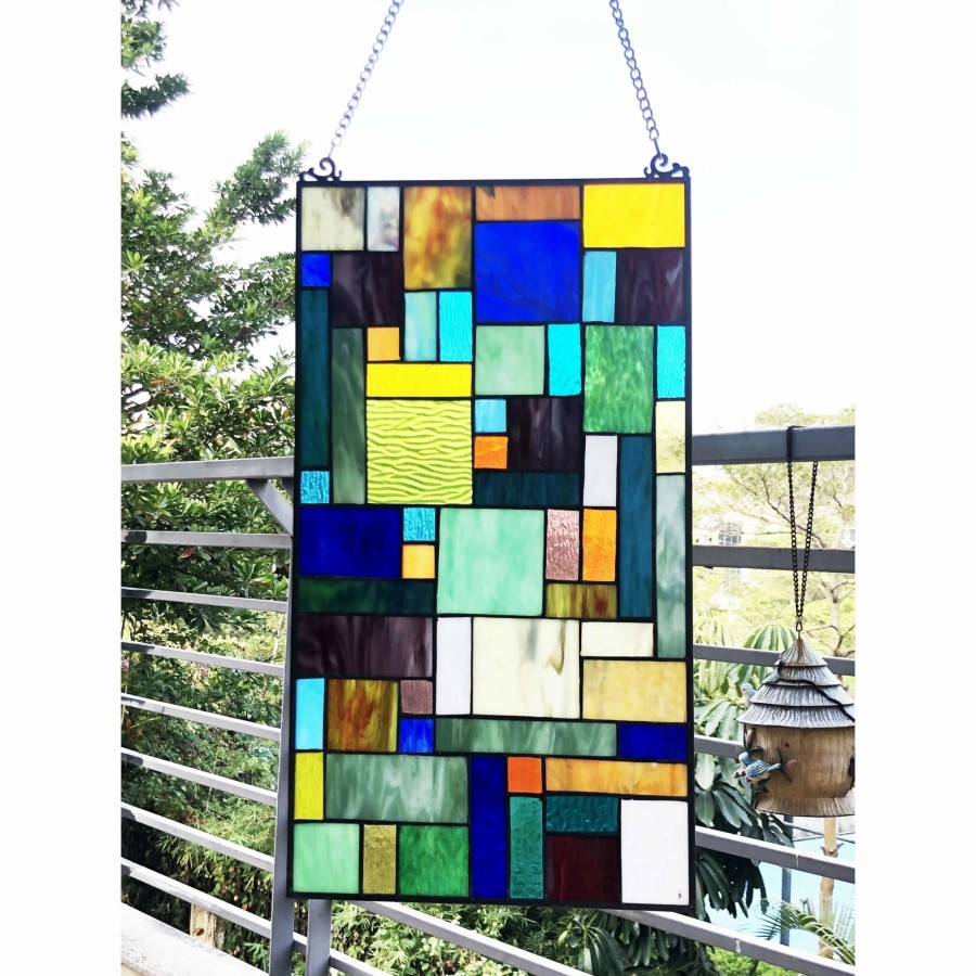 Home Goods * | Best Deal Gracewood Hollow Bulosan Glass Window Panel/Suncatcher With Geometric Accents