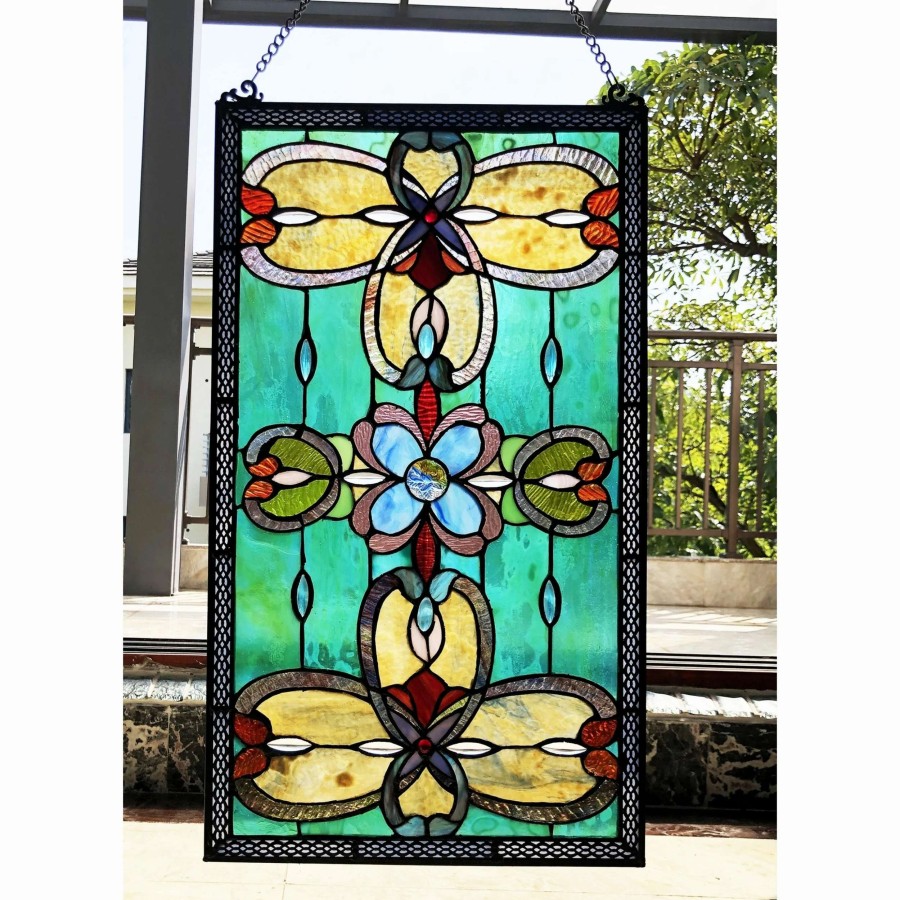 Home Goods * | Flash Sale Gracewood Hollow Eaton Multicolored Rectangular Glass Window Panel/Suncatcher