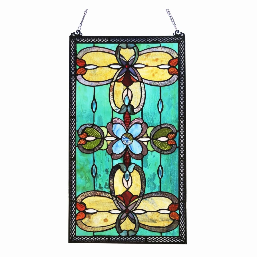 Home Goods * | Flash Sale Gracewood Hollow Eaton Multicolored Rectangular Glass Window Panel/Suncatcher