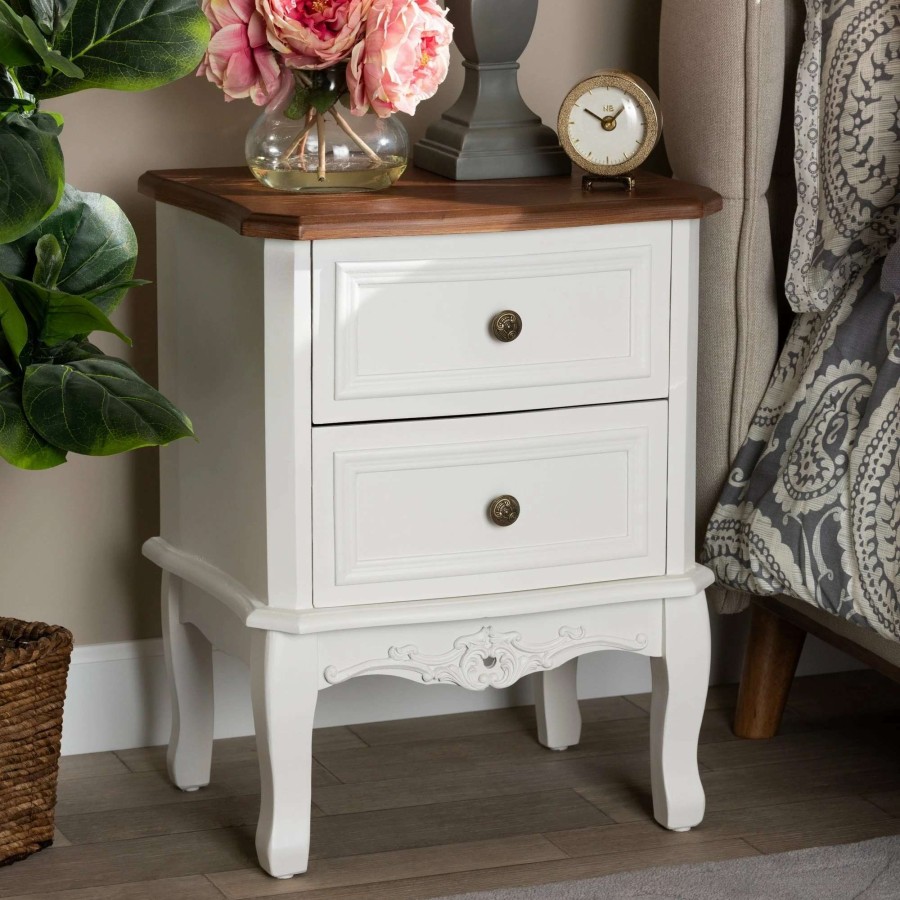 Home Goods * | Best Reviews Of Gracewood Hollow Benjam Traditional French 2-Drawer Nightstand