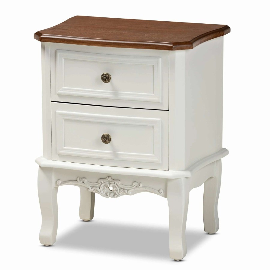 Home Goods * | Best Reviews Of Gracewood Hollow Benjam Traditional French 2-Drawer Nightstand