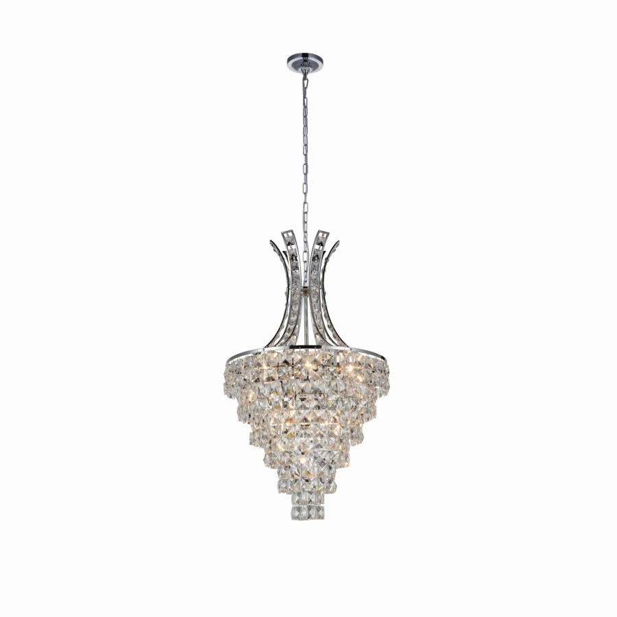 Lighting & Ceiling Fans * | Best Sale Gracewood Hollow Kone 9-Light Chrome Crystal Chandelier