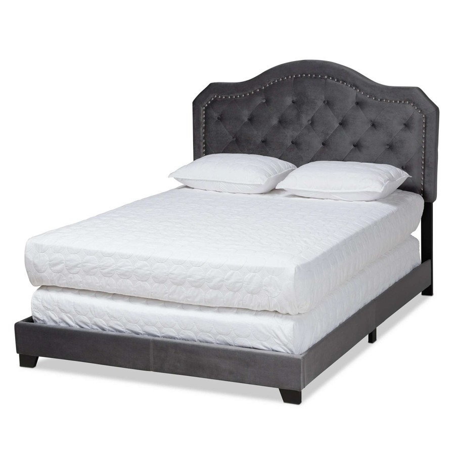 Home Goods * | Wholesale Gracewood Hollow Tansi Modern Upholstered Button-Tufted Bed Dark Grey