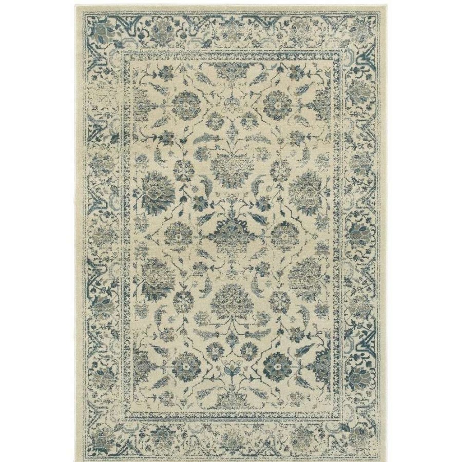 Home Goods * | Brand New Gracewood Hollow Strete Traditional Area Rug Cream/Blue